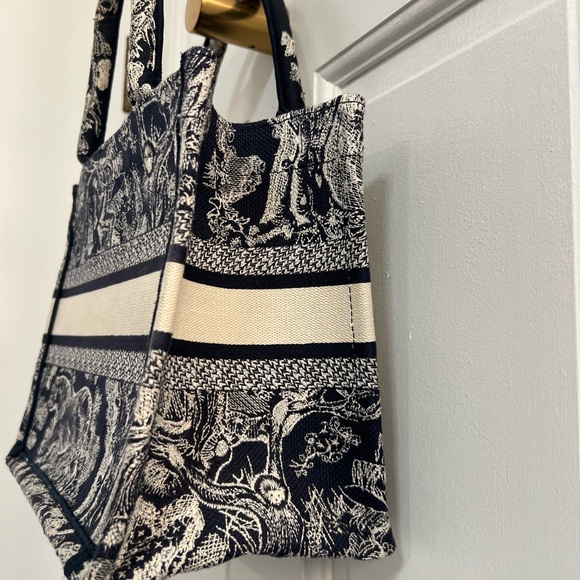 CHRISTIAN DIOR Canvas Embroidered Small Book Tote Blue - Picture 9 of 13